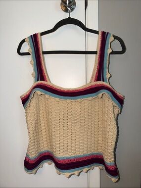 Marc New York Beige Crochet Tank